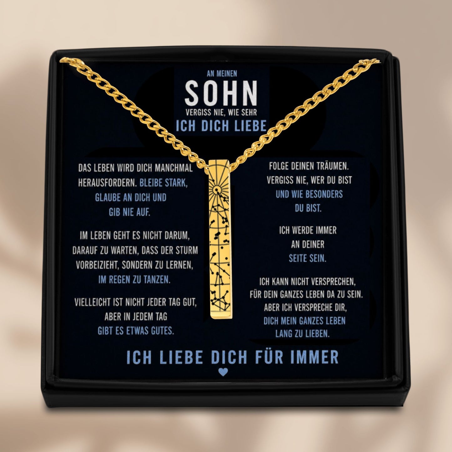 Cuban 3D Bar Necklace Sohn Blue