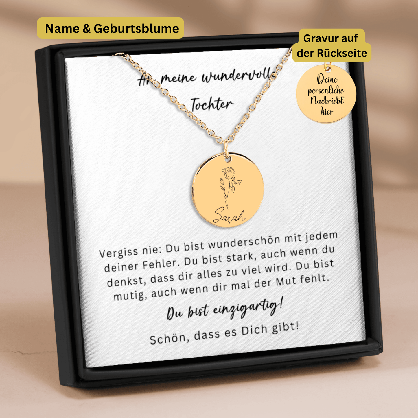 An Meine Wundervolle Tochter | Schön, Dass Es Dich Gibt | Personalisierte Geburtsblumen Namenskette