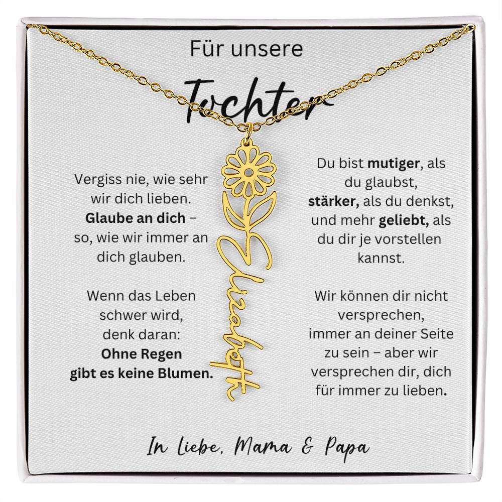 Für Unsere Tochter | Glaube An Dich | Geburtsblumen-Namenskette