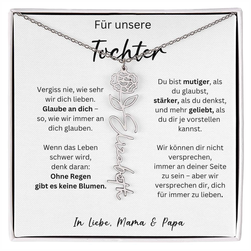 Für Unsere Tochter | Glaube An Dich | Geburtsblumen-Namenskette