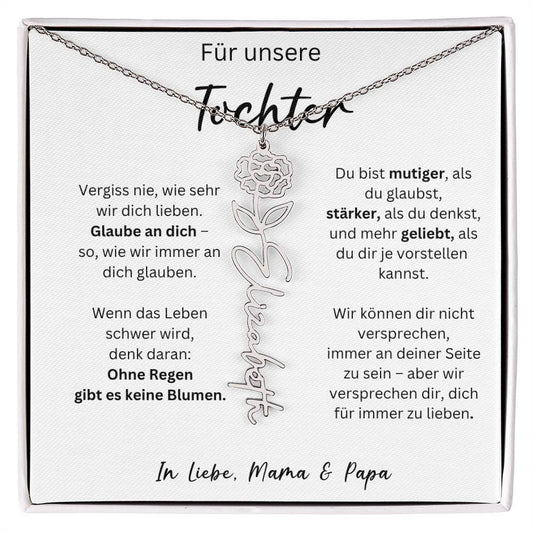 Für Unsere Tochter | Glaube An Dich | Geburtsblumen-Namenskette