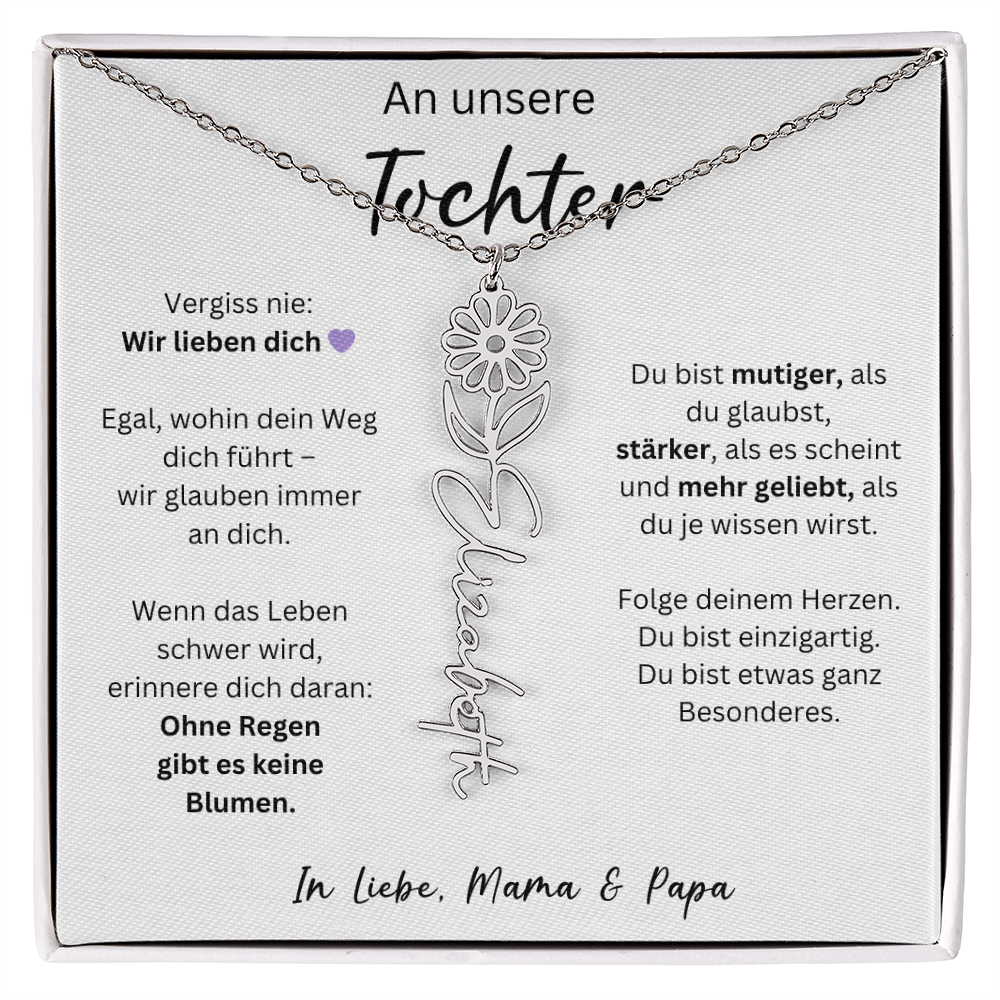 An Unsere Tochter | Wir Lieben Dich | Geburtsblumen-Namenskette