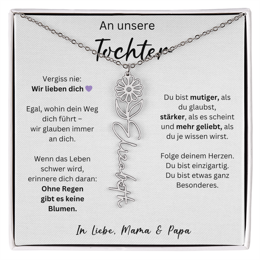 An Unsere Tochter | Wir Lieben Dich | Geburtsblumen-Namenskette