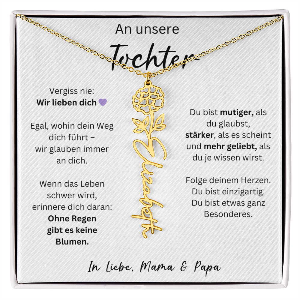 An Unsere Tochter | Wir Lieben Dich | Geburtsblumen-Namenskette