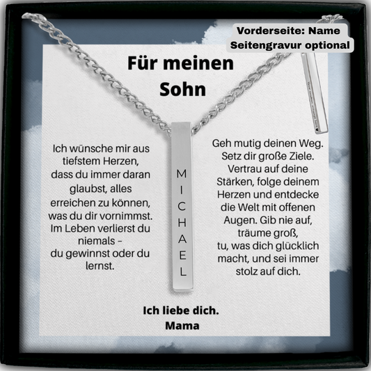 Für Meinen Sohn | Ich Liebe Dich |  Personalisierte 3D-Bar-Kette