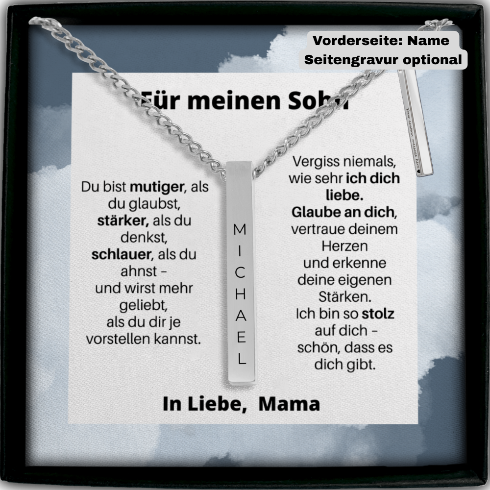 Für Meinen Sohn | Ich Bin So Stolz Auf Dich Schön |  Personalisierte 3D-Bar-Kette