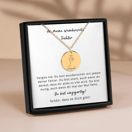 An Meine Wundervolle Tochter | Schön, Dass Es Dich Gibt | Personalisierte Geburtsblumen Namenskette