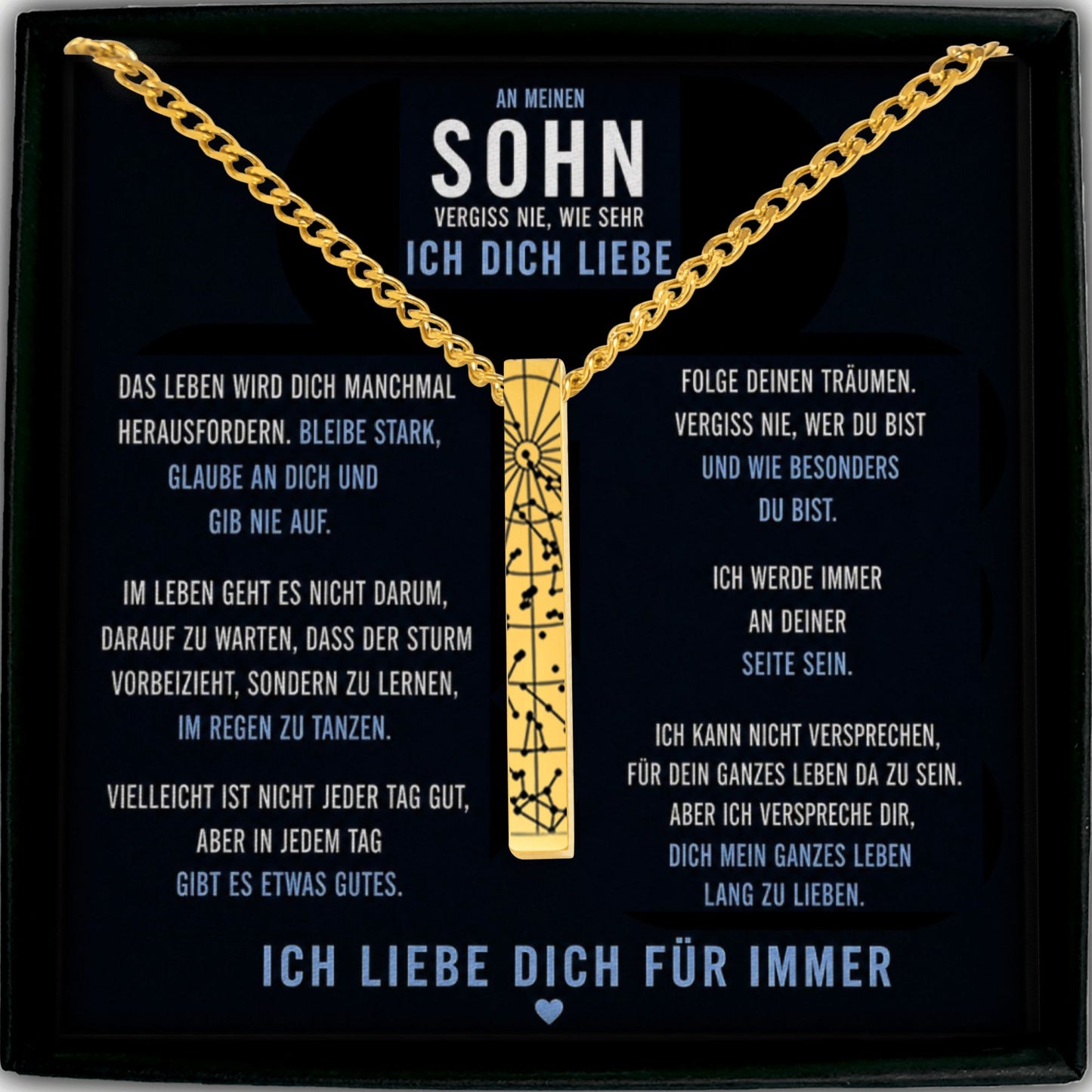 Cuban 3D Bar Necklace Sohn Blue