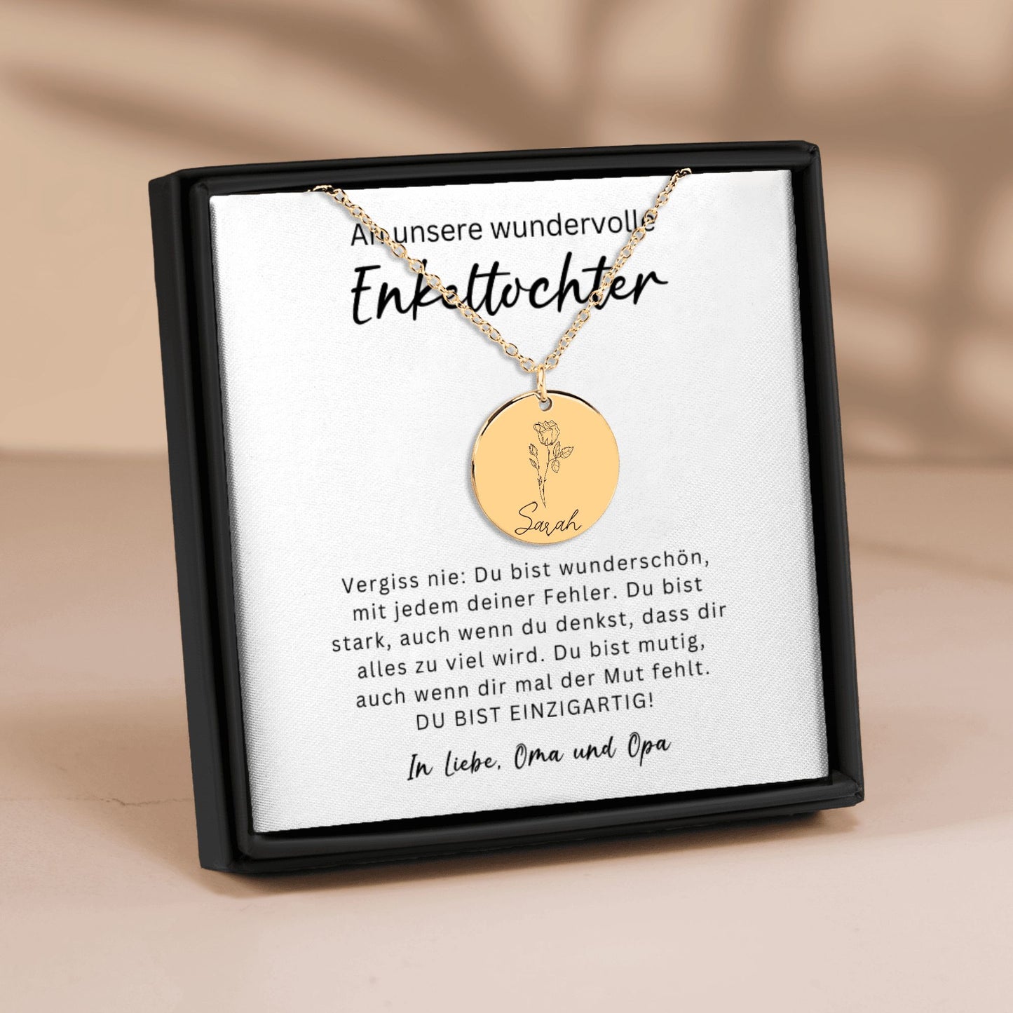 An Unsere Wundervolle Enkeltochter | Du Bist Stark | Personalisierte Geburtsblumen Namenskette