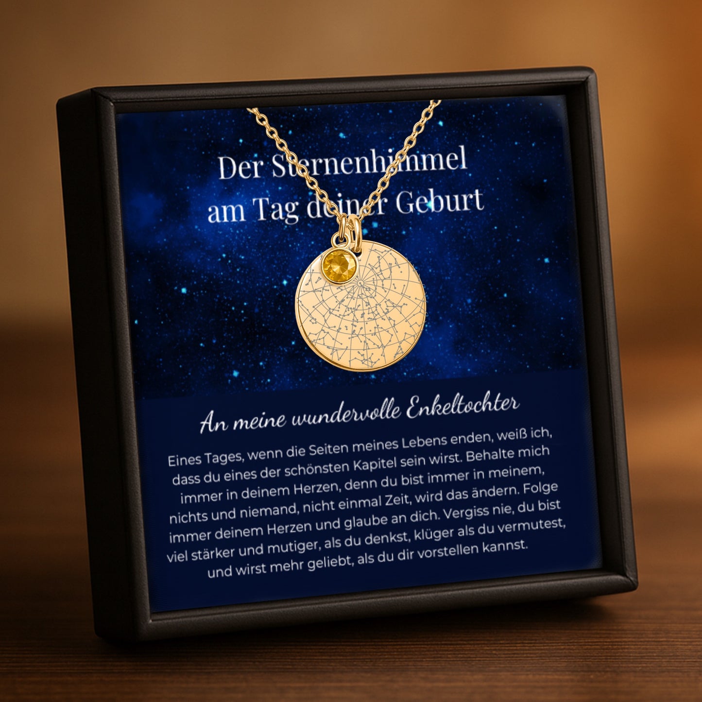 Personalisierte Sternenkarte-Kette mit Geburtsstein | An Meine Enkeltochter | Behalte Mich Immer In Deinem Herzen
