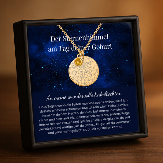 Personalisierte Sternenkarte-Kette mit Geburtsstein | An Meine Enkeltochter | Behalte Mich Immer In Deinem Herzen
