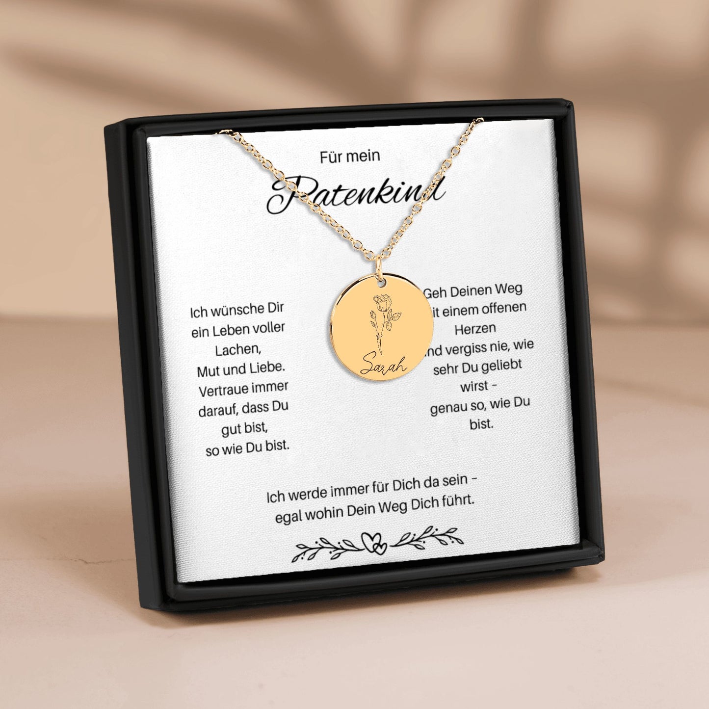Für Mein Patenkind | Ich Wünsche Dir Ein Leben Voller Lachen | Personalisierte Geburtsblumen Namenskette