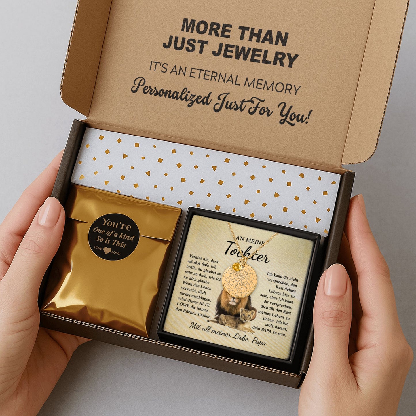 An Meine Tochter | Vergiss Nie, Dass Ich Dich Liebe | Personalisierte Sternenkarte-Kette mit Geburtsstein
