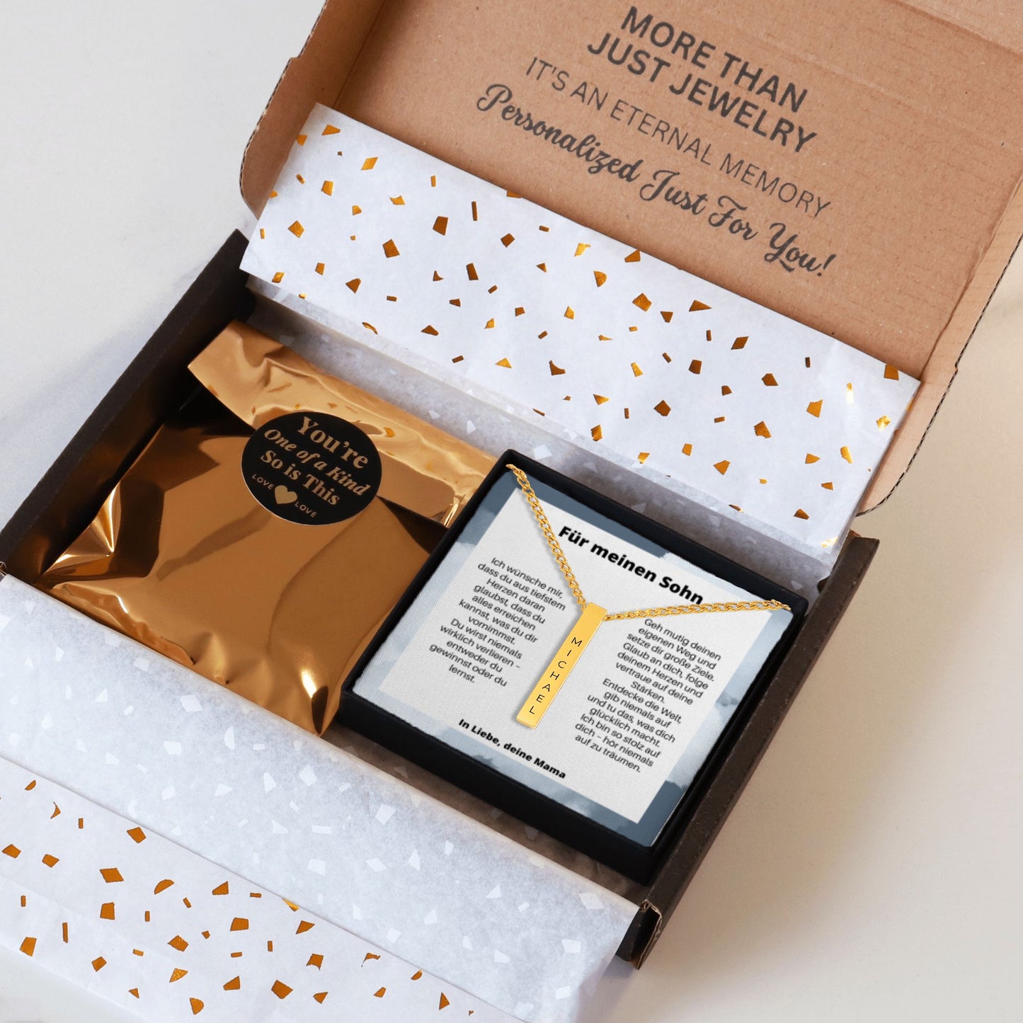 Für Meinen Sohn | Hör Niemals Auf Zu Träumen | Personalisierte 3D-Bar-Kette