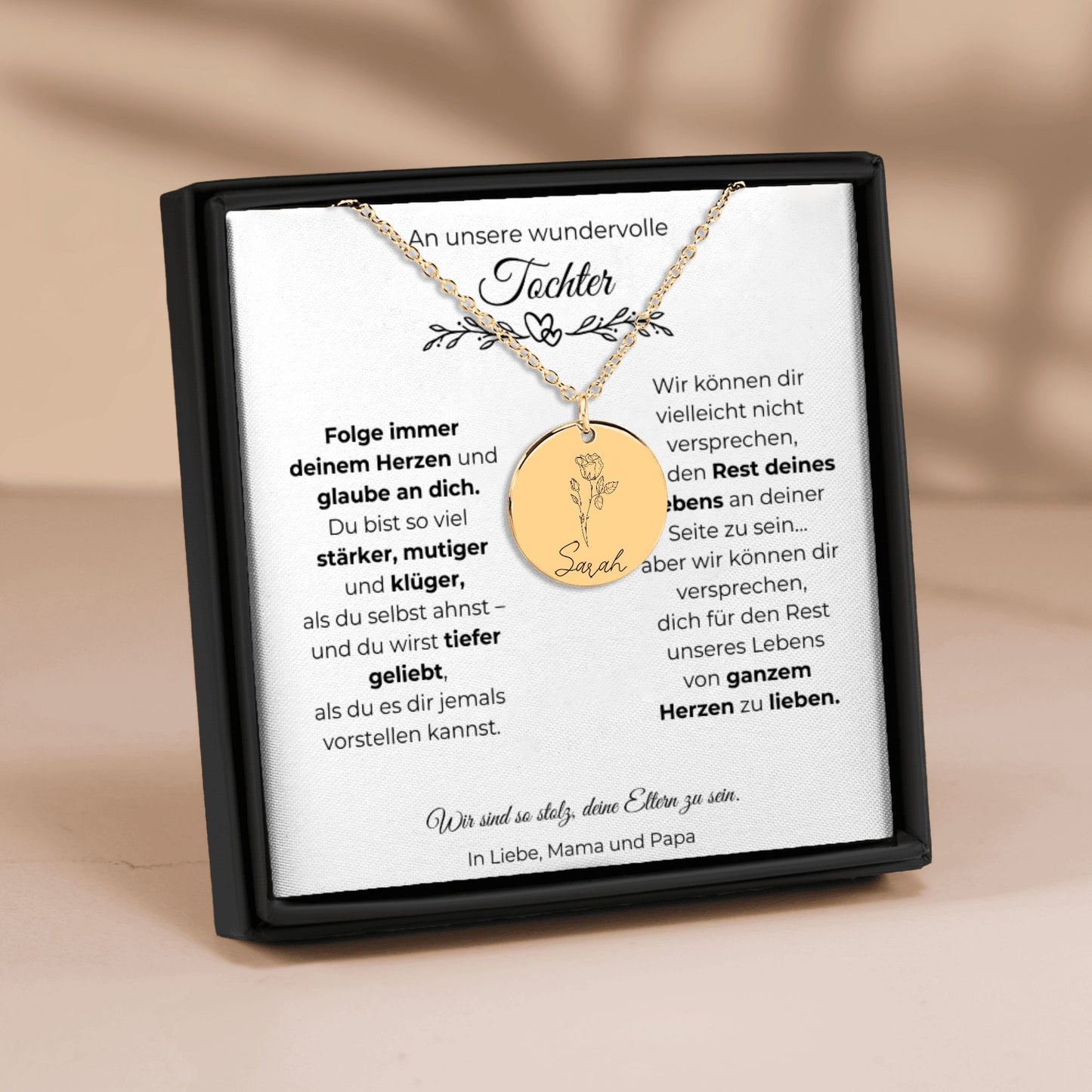An Unsere Wundervolle Tochter | Wir Sind So Stolz, Deine Eltern Zu Sein | Personalisierte Geburtsblumen Namenskette
