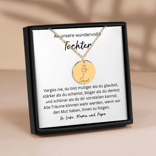 Personalisierte Geburtsblumen Namenskette Tochter - Vergiss Nie