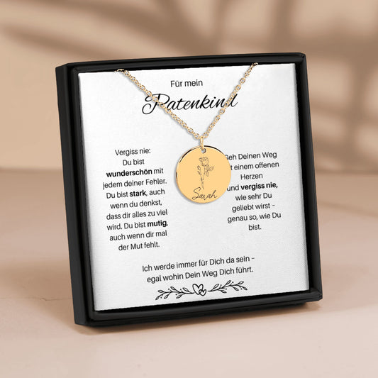 Für Mein Patenkind | Du Bist Wunderschön Mit jedem Deiner Fehler | Personalisierte Geburtsblumen Namenskette