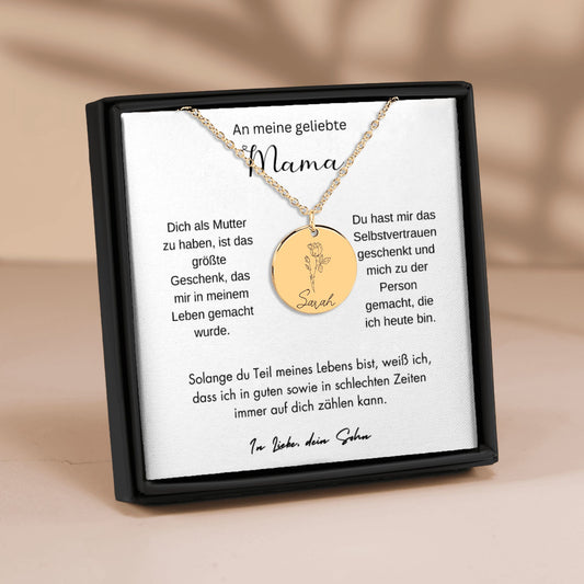 An Meine Geliebte Mama - Dich Als Mutter Zu Haben - Geburtsblumen Halskette
