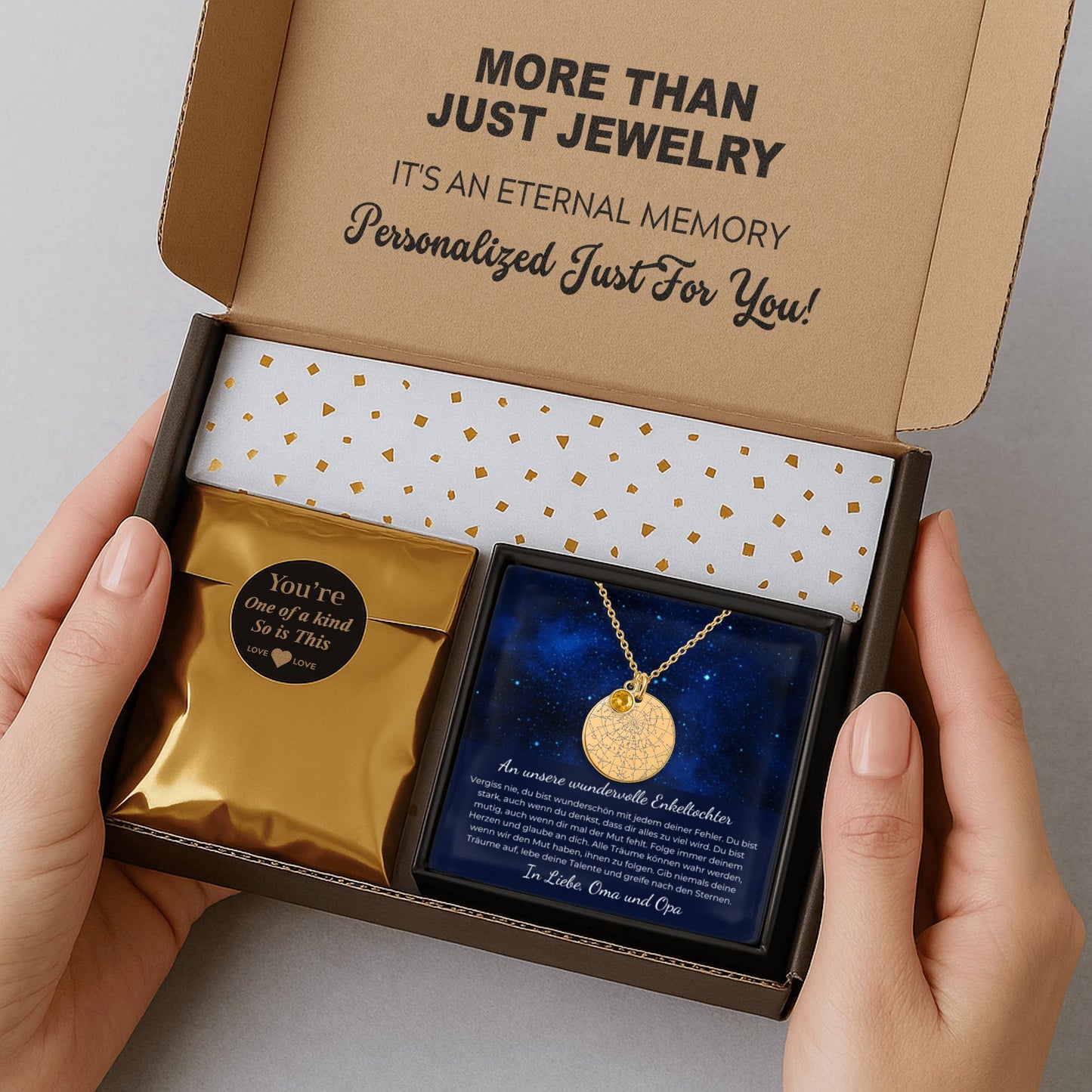An Unsere Wundervolle Enkeltochter | Du Bist Wunderschön Mit Jedem Deiner Fehler | Personalisierte Sternenkarte-Kette mit Geburtsstein