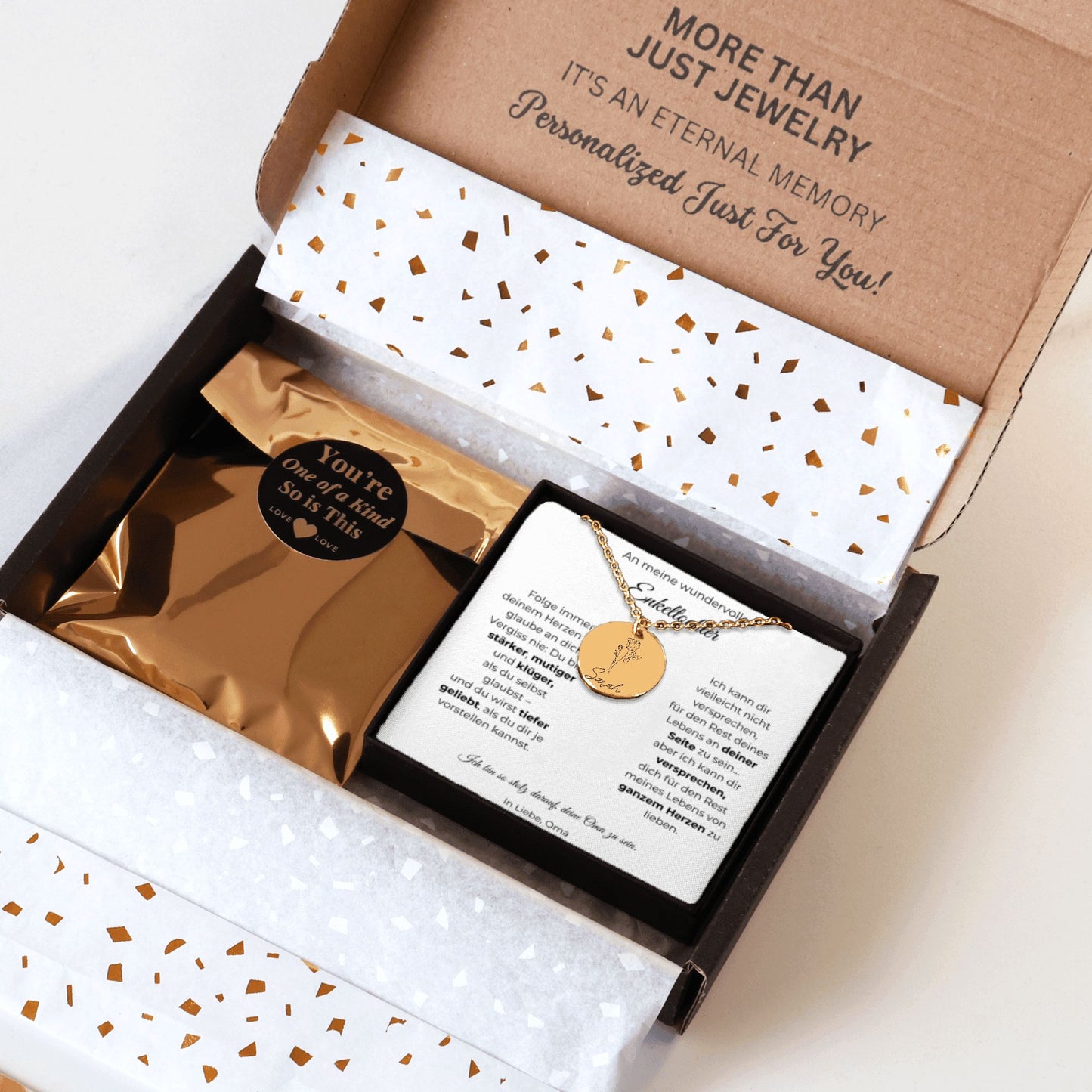 An Meine Wundervolle Enkeltochter | Folge Immer Deinem Herzen | Personalisierte Geburtsblumen Namenskette