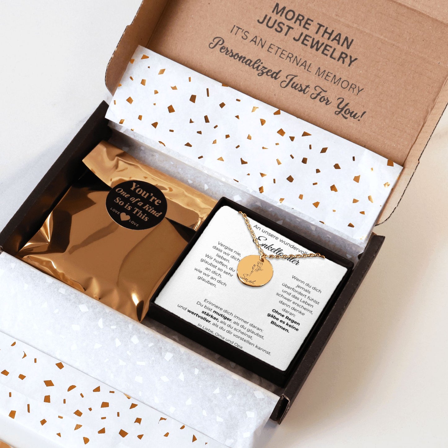 An Unsere Wundervolle Enkeltochter | Ohne Regen Gäbe Es Keine Blumen | Personalisierte Geburtsblumen Namenskette