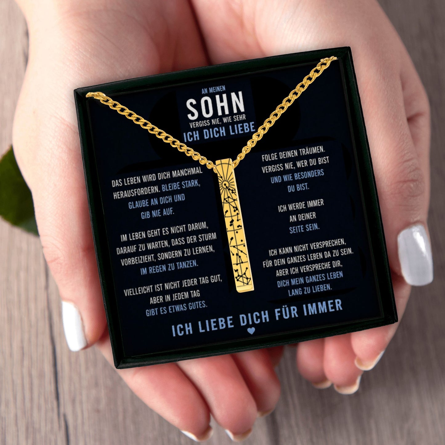 Cuban 3D Bar Necklace Sohn Blue