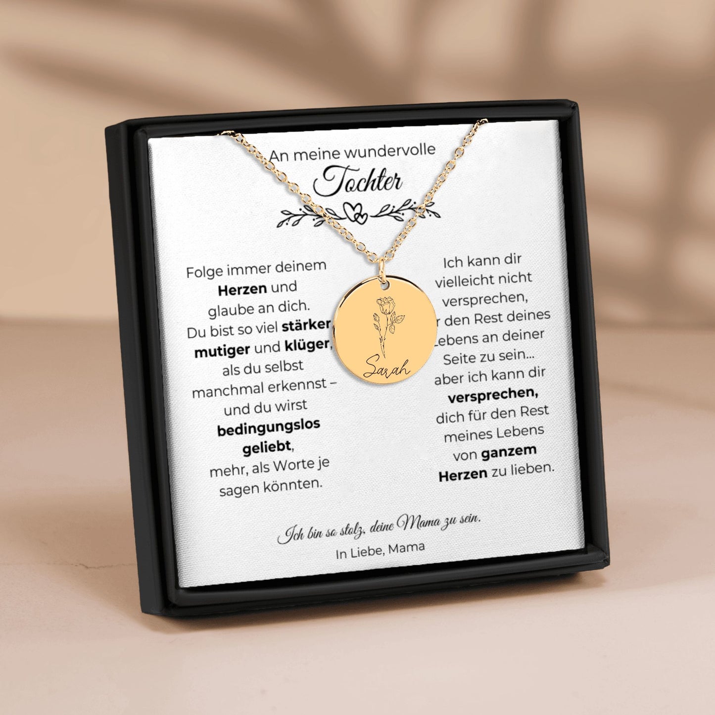 An meine wundervolle Tochter | Ich Bin Sa Stolz, Deine Mama Zu Sein | Personalisierte Geburtsblumen Namenskette