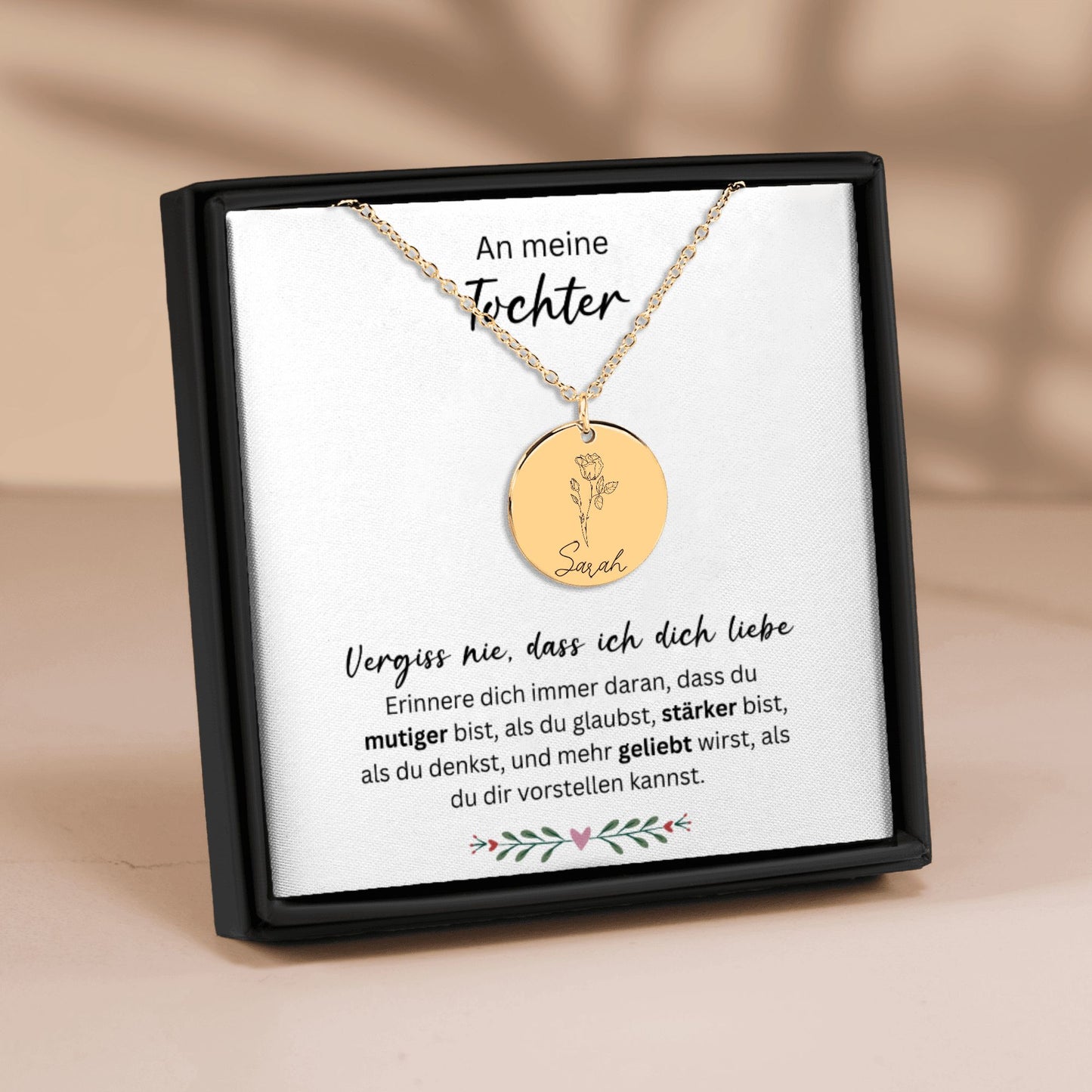 An Meine Tochter | Vergiss Nie, Dass Ich Dich Liebe | Personalisierte Geburtsblumen Namenskette