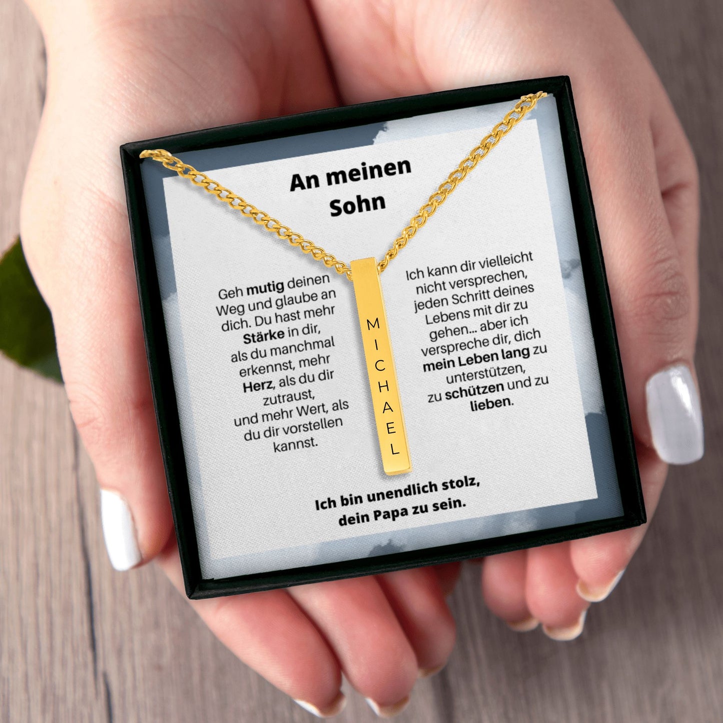 An Meinen Wundervollen Sohn | Ich Bin So Stolz, Deine Mama Zu Sein | Personalisierte 3D-Bar-Kette