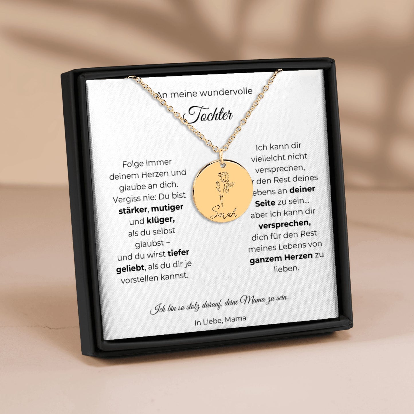An Meine Wundervolle Tochter | Folge Immer Deinem Herzen | Personalisierte Geburtsblumen Namenskette