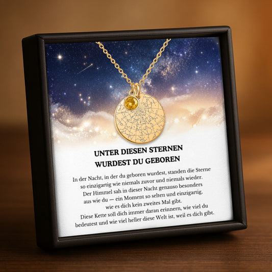 Stehen Die Sterne So Einzigartig | Personalisierte Sternenkarte-Kette mit Geburtsstein