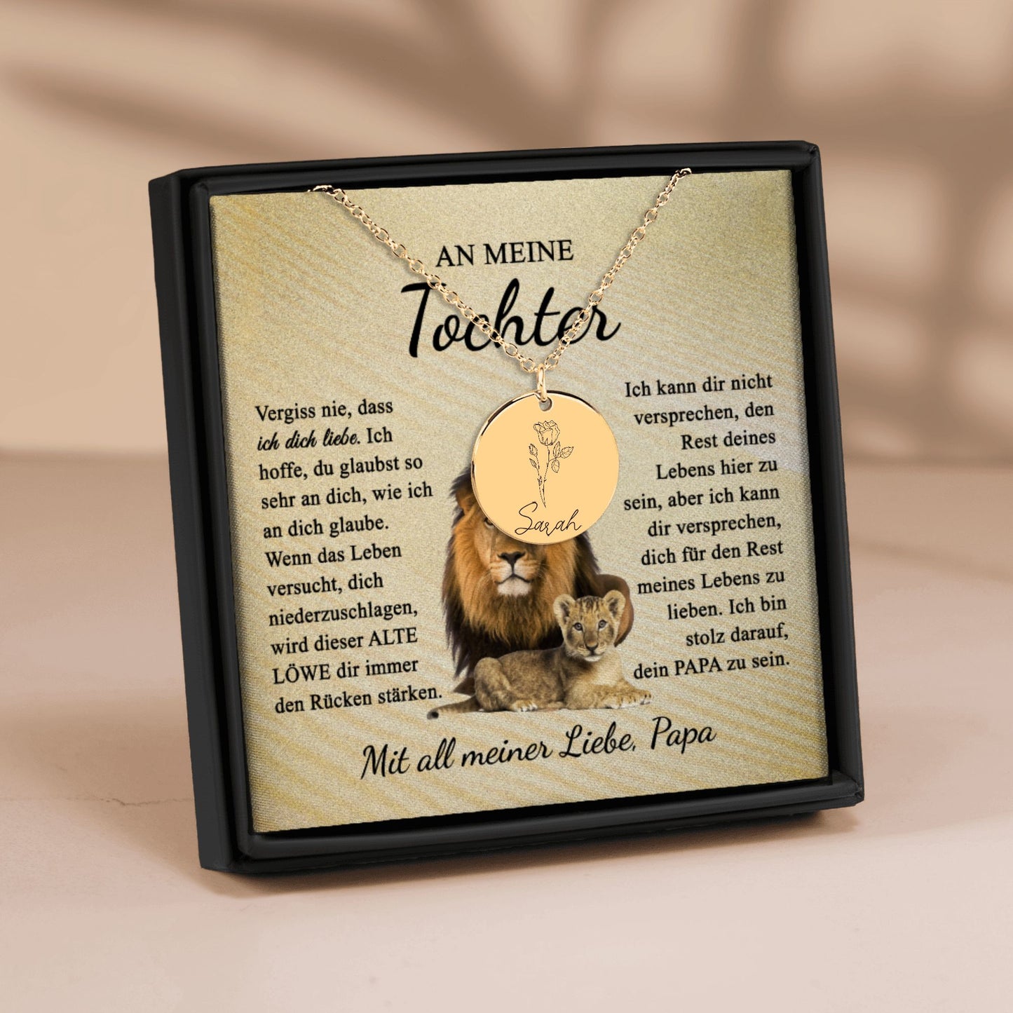 An Meine Tochter | Ich Bin Stolz Darauf, Dein Papa Zu Sein | Personalisierte Geburtsblumen Namenskette