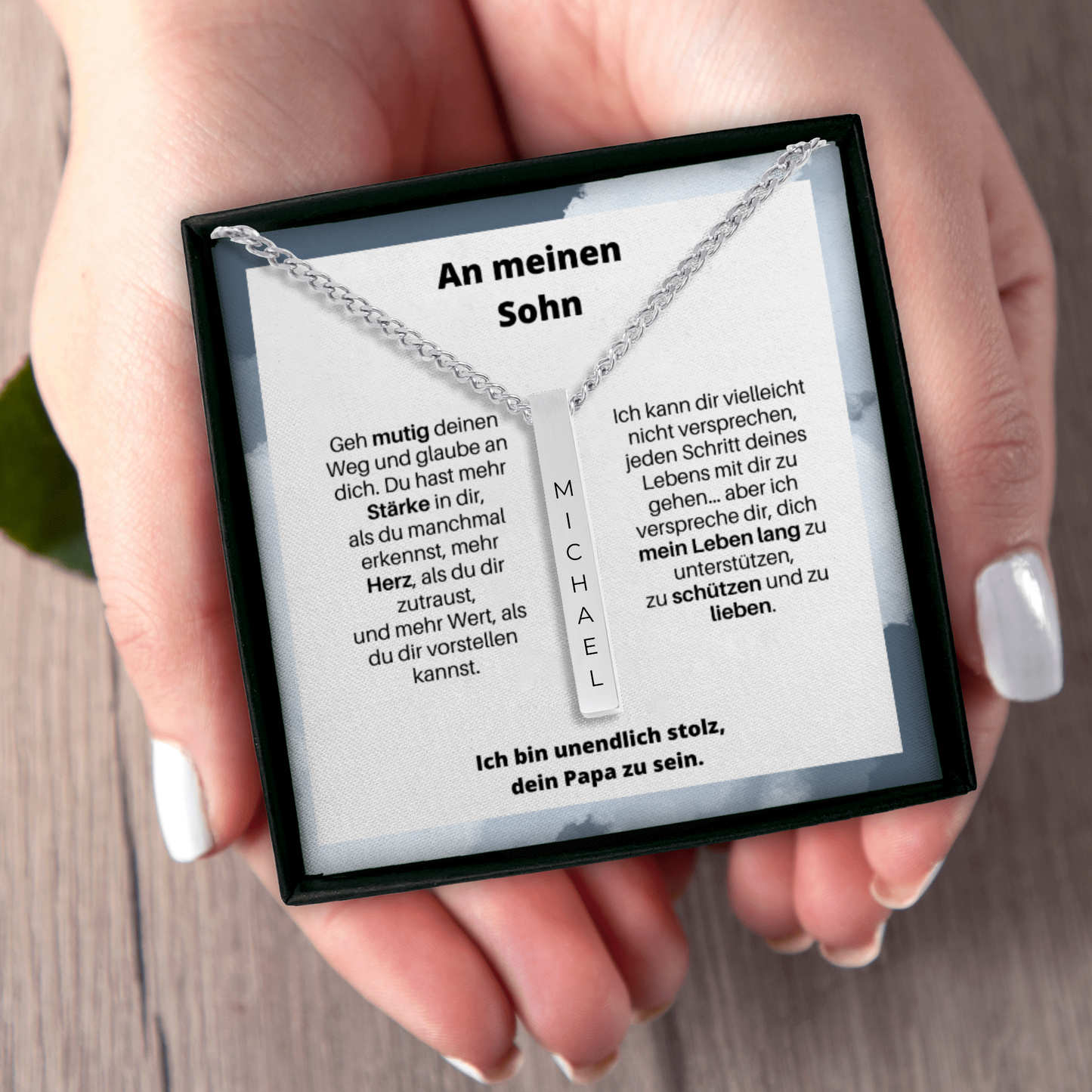 An Meinen Wundervollen Sohn | Ich Bin So Stolz, Deine Mama Zu Sein | Personalisierte 3D-Bar-Kette