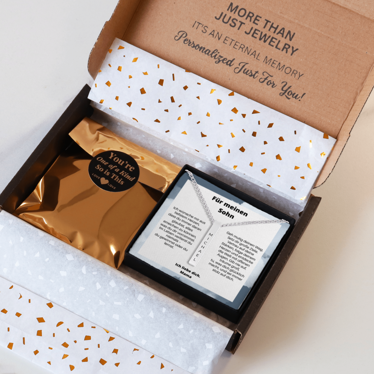 Für Meinen Sohn | Ich Liebe Dich |  Personalisierte 3D-Bar-Kette