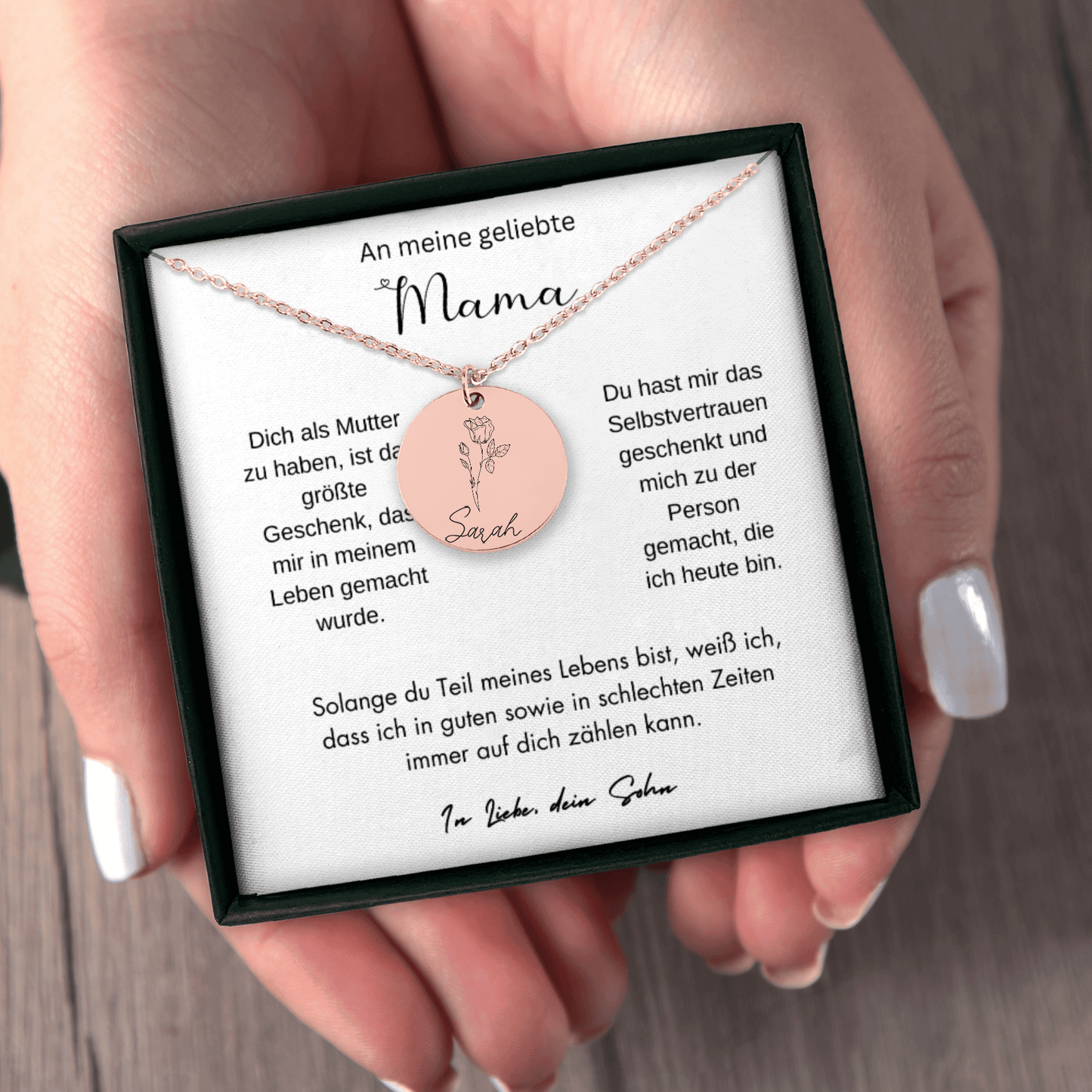 An Meine Geliebte Mama - Dich Als Mutter Zu Haben - Geburtsblumen Halskette