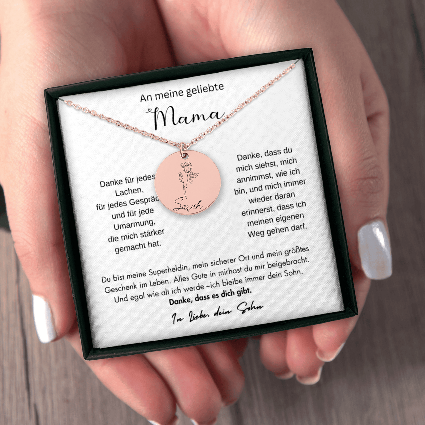 An Meine Geliebte Mama | Du Bist Meine Superheldin | Geburtsblumen Halskette