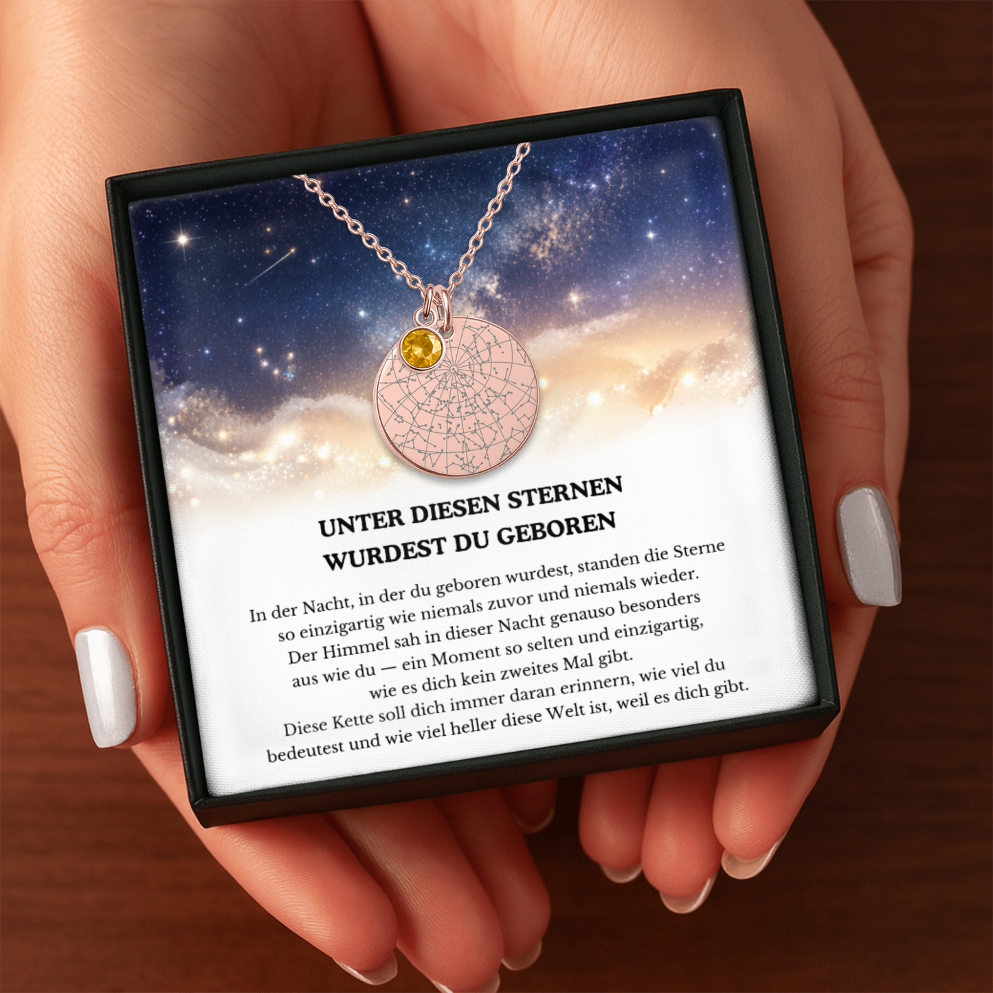 Stehen Die Sterne So Einzigartig | Personalisierte Sternenkarte-Kette mit Geburtsstein