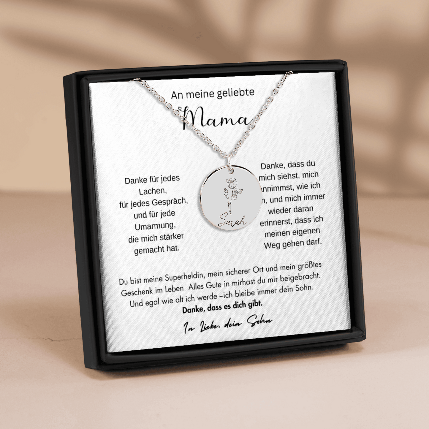 An Meine Geliebte Mama | Du Bist Meine Superheldin | Geburtsblumen Halskette