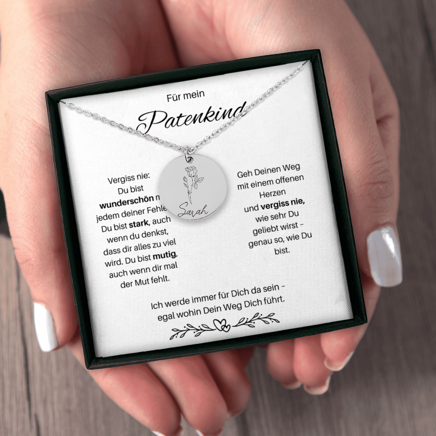 Für Mein Patenkind | Du Bist Wunderschön Mit jedem Deiner Fehler | Personalisierte Geburtsblumen Namenskette