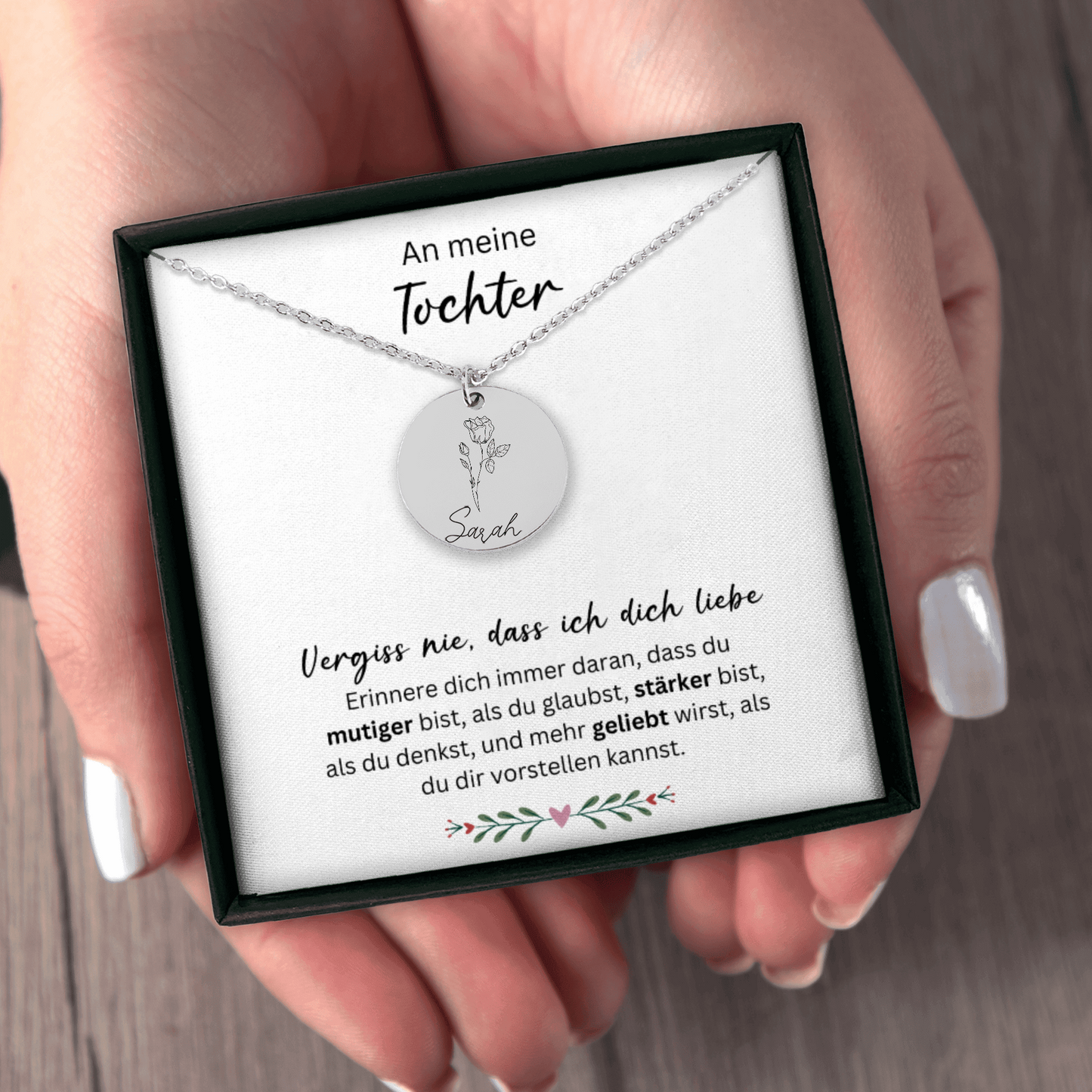 An Meine Tochter | Vergiss Nie, Dass Ich Dich Liebe | Personalisierte Geburtsblumen Namenskette