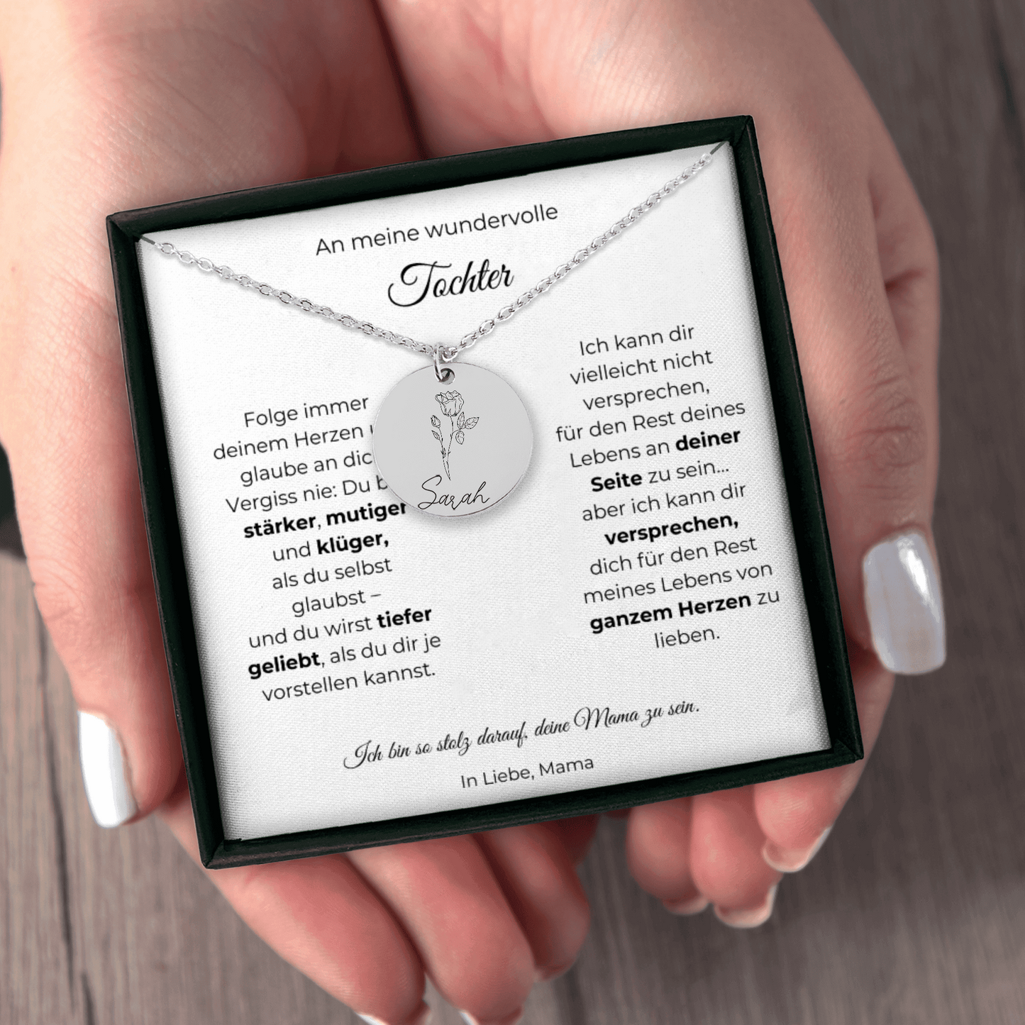 An Meine Wundervolle Tochter | Folge Immer Deinem Herzen | Personalisierte Geburtsblumen Namenskette