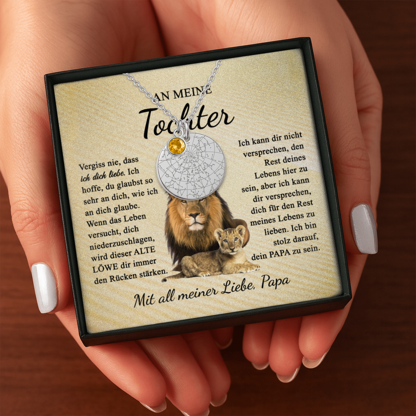 An Meine Tochter | Vergiss Nie, Dass Ich Dich Liebe | Personalisierte Sternenkarte-Kette mit Geburtsstein