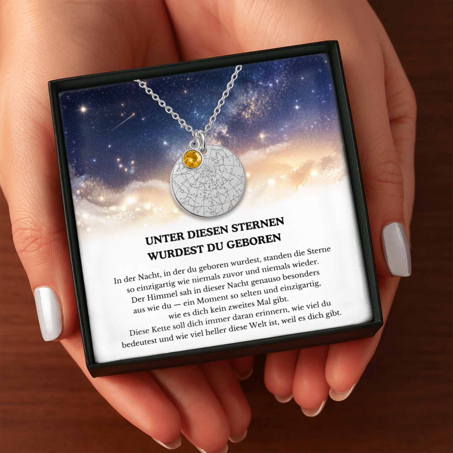 Stehen Die Sterne So Einzigartig | Personalisierte Sternenkarte-Kette mit Geburtsstein
