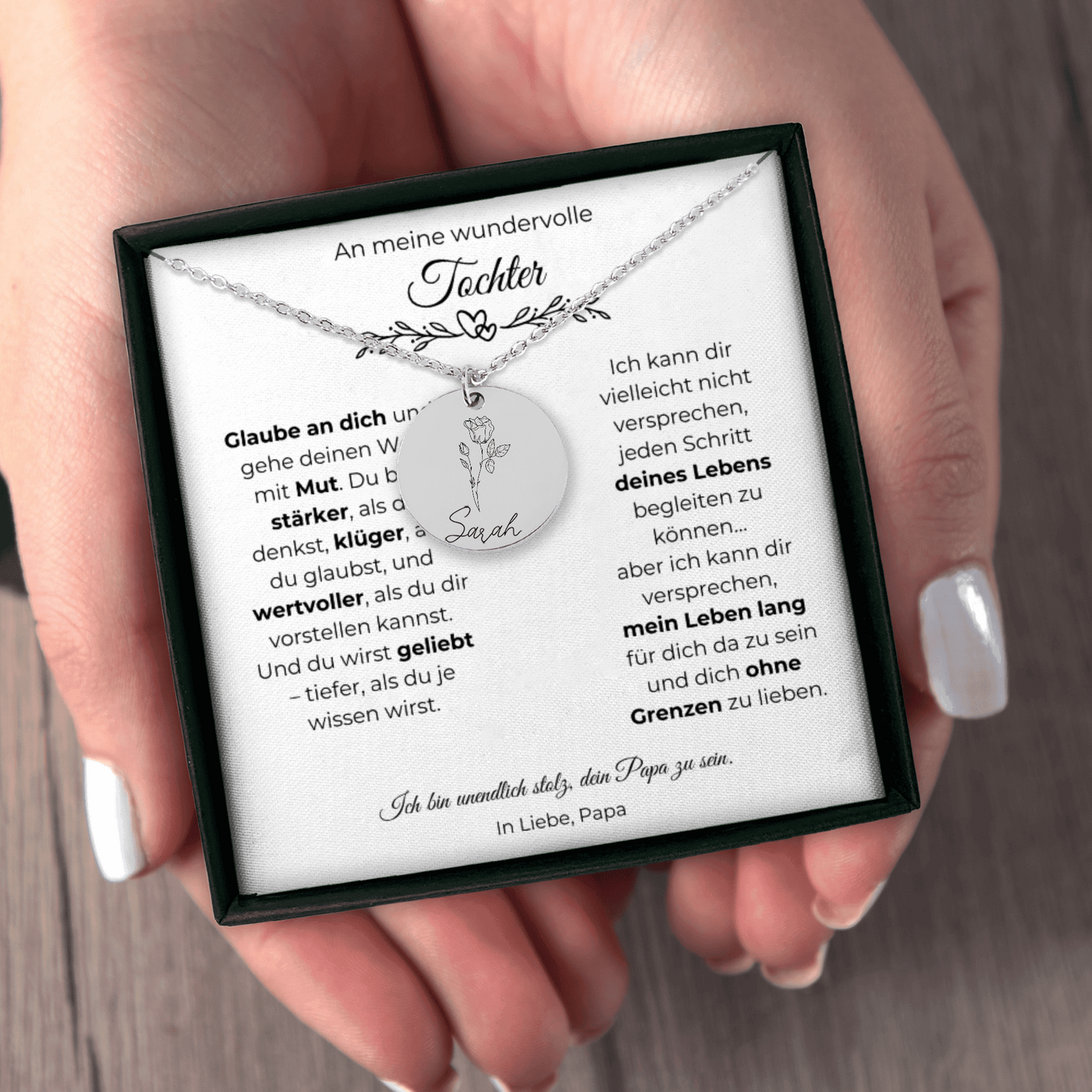 An Meine Wundervolle Tochter | Du Wirst Geliebt | Personalisierte Geburtsblumen Namenskette
