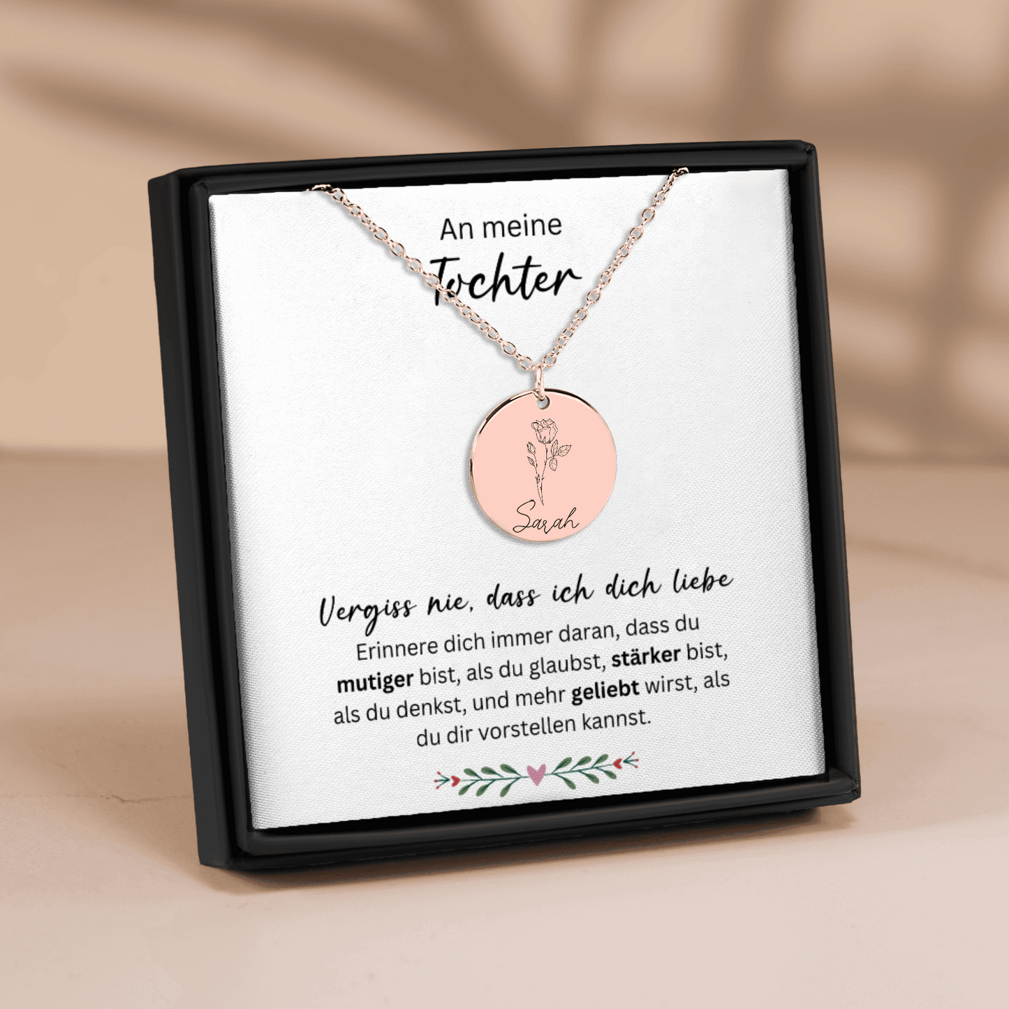 An Meine Tochter | Vergiss Nie, Dass Ich Dich Liebe | Personalisierte Geburtsblumen Namenskette