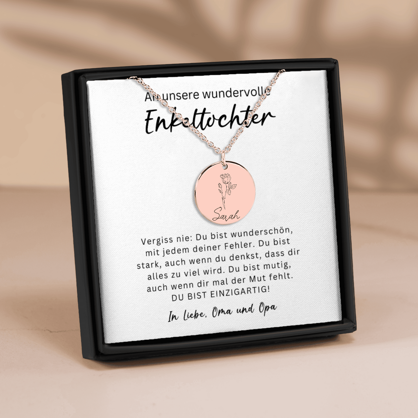 An Unsere Wundervolle Enkeltochter | Du Bist Wunderschön | Personalisierte Geburtsblumen Namenskette