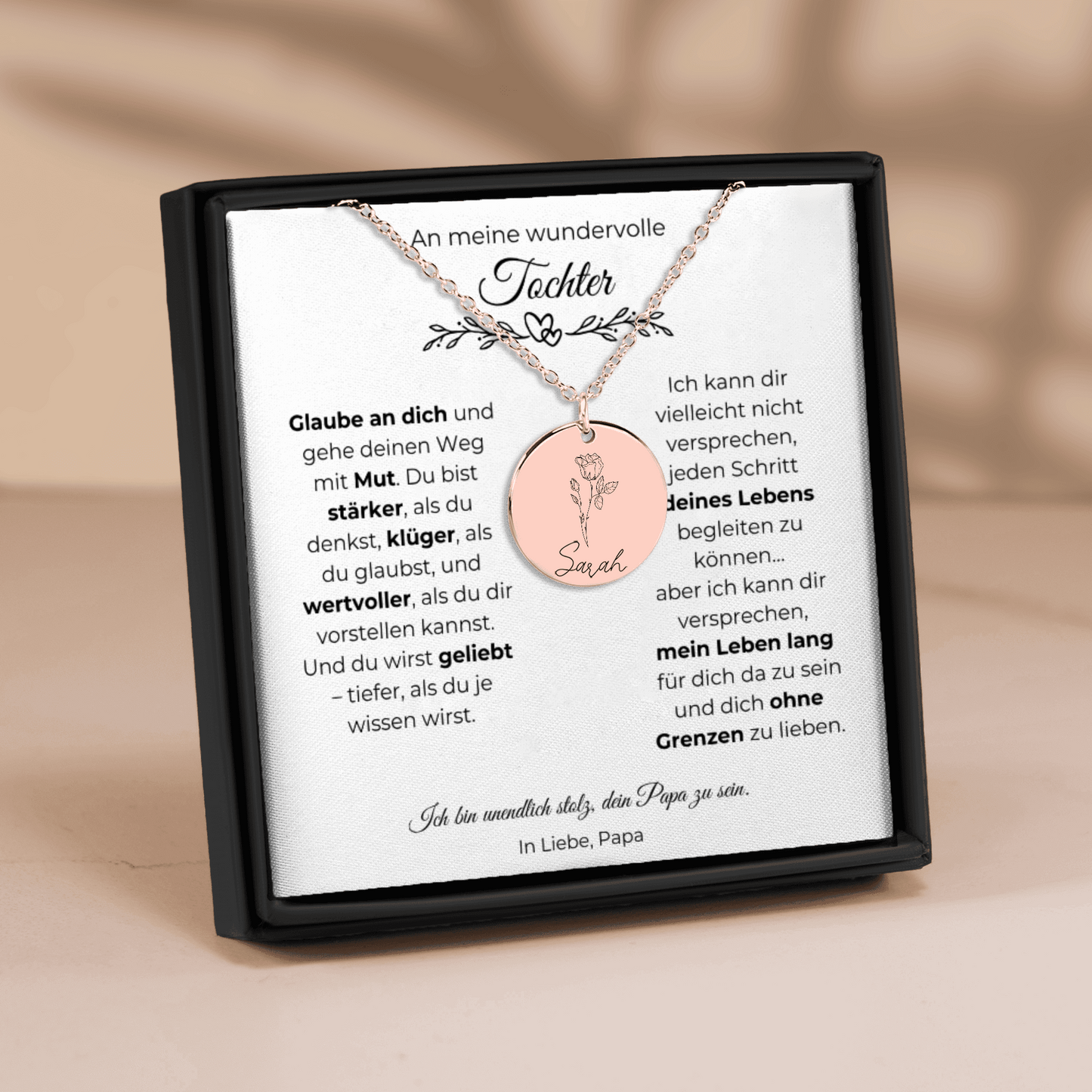 An Meine Wundervolle Tochter | Du Wirst Geliebt | Personalisierte Geburtsblumen Namenskette