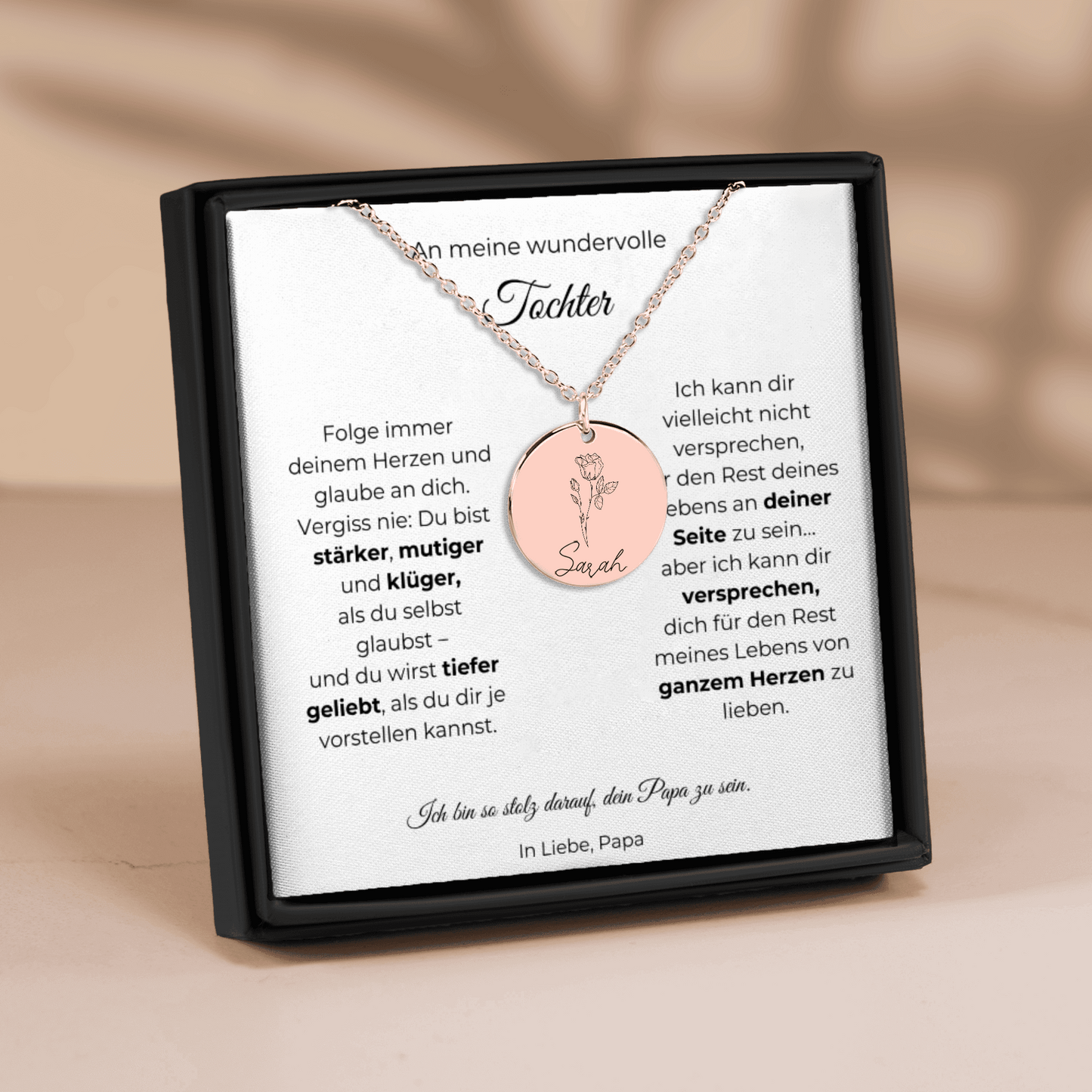 An Meine Wundervolle Tochter | Ich Bin So Stolz Darauf, Dein Papa Zu Sein | Personalisierte Geburtsblumen Namenskette