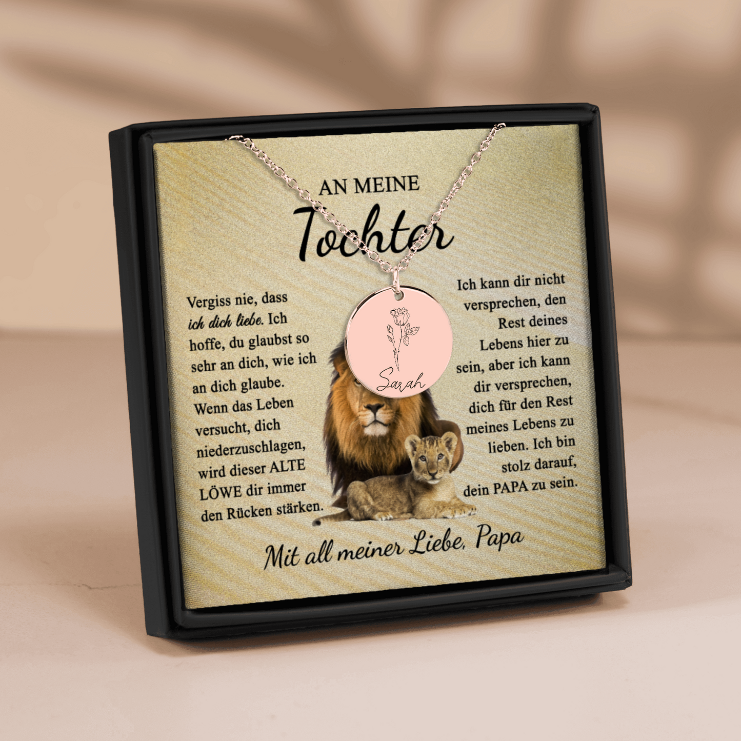 An Meine Tochter | Ich Bin Stolz Darauf, Dein Papa Zu Sein | Personalisierte Geburtsblumen Namenskette