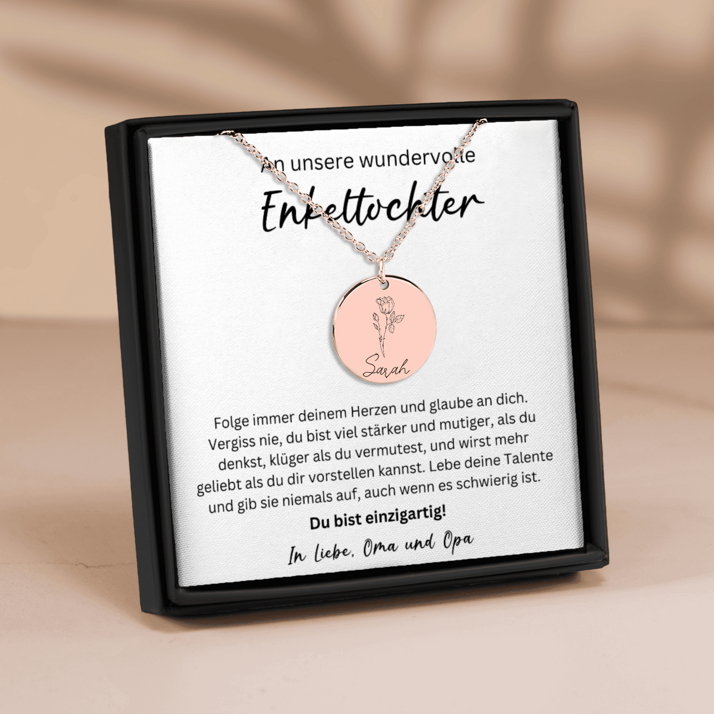 An Unsere Wundervolle Enkeltochter | Folge Immer Deinem Herzen | Personalisierte Geburtsblumen Namenskette
